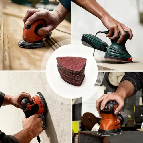30pcs 320Grit Mouse Sander Sandpaper 6 Holes Mouse Sander Pads Hook and Loop Triangle Sanding Pads Suitable for Ryobi Detail Palm Sander - style: 30pcs 320Grit