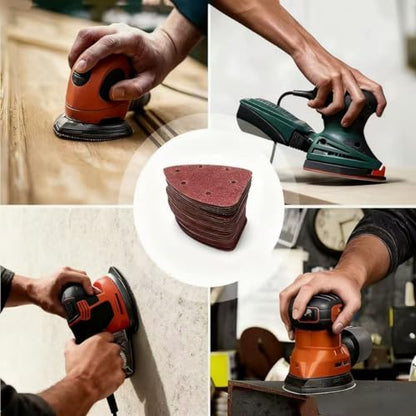 30pcs 320Grit Mouse Sander Sandpaper 6 Holes Mouse Sander Pads Hook and Loop Triangle Sanding Pads Suitable for Ryobi Detail Palm Sander - style: 30pcs 320Grit