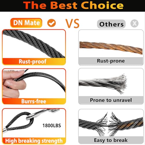 Black Stainless Steel Cable for Railing 800FT, 1/8" T316 Wire Rope BW22 - size: 800FT