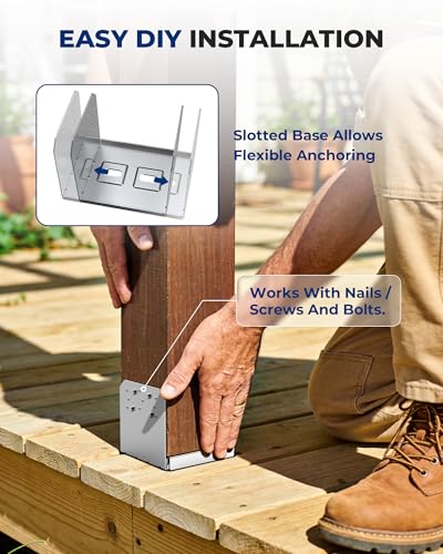 4 Pack 8x8 Post Base Brackets for Deck Pergola Patio Railing - color: Silver, size: Nominal 8x8