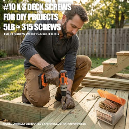 #10 x 3 in Deck Screws, T25, Ruspert Coated, 5 lb - size: #10 x 3"