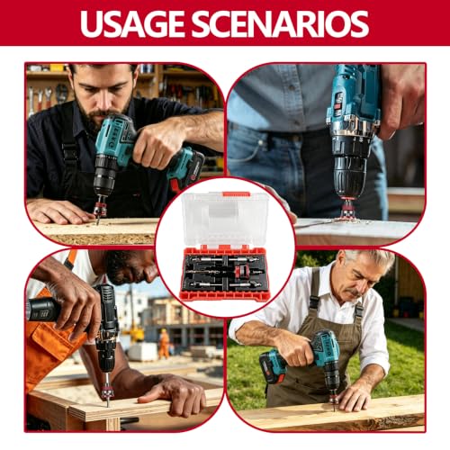 Countersink Drill Bit Set with Adjustable Depth Stop, 5PCS TCT Cutters - color: Red-9PCS