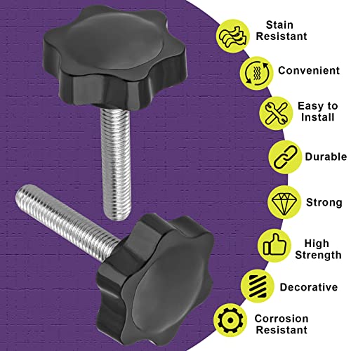 M8 x 40mm Thread Star Knob, 2Pcs - size: M8 x 40mm, style: Hexagonal Handle
