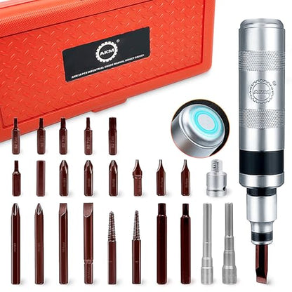 AKM Hand Manual Reversible Impact Driver Set Extractor-26 PCS Impact Screwdriver S2 Steel Hex Phillips Slotted Screwdriver Bits Much More Durable Disengage Rusted Fasteners or Frozen Bolts - color: 26 Pcs