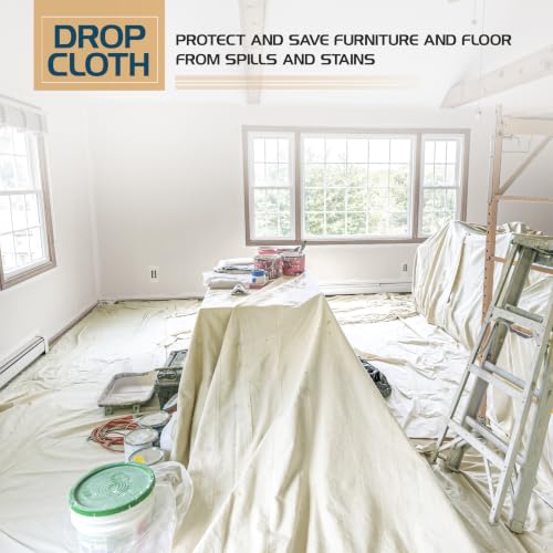 Canvas Drop Cloth 4x12 Ft, Drop Cloth for Painting, 2 Pack - size: 4ft X 12ft ( Pack of 2 )