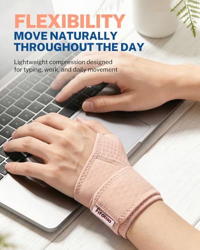 Wrist Brace with Soft-Touch Fabric, Breathable Compression Support - color: Nude, size: L/XL