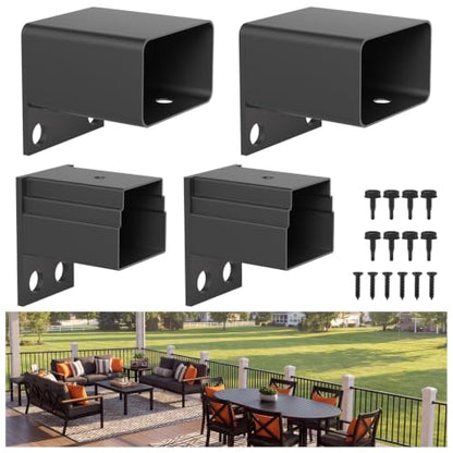 Aluminum Deck Railing Brackets, 4-Pack Fixed Rail-to-Post Connector - color: Level Brackets