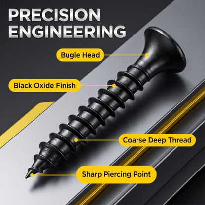 120Pcs Self-Tapping Black Wood Screws with Driver Bit, #6 x 3/4" - size: #6x3/4"