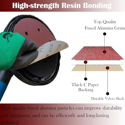 50 PCS 9 Inch 6 Hole 40 Grit Drywall Sanding Discs - 9" Hook & Loop Aluminum Oxide Sander Disc Grinding Abrasive Sandpaper for Powe Drywall Sander Wood Furniture Finishing - style: 40 Grit