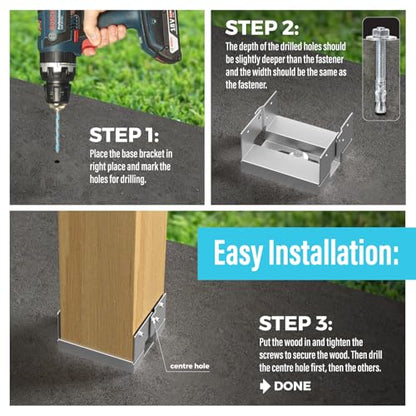 6-Pack 6x6 Deck Post Base for Concrete Galvanized Wood Beam Anchor - size: 6Pcs-6IN, style: Galvanized