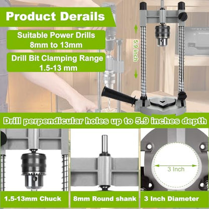 CertBuy Portable Drill Press for Hand Drill, Adjustable Multi-Angle For 1.5-13mm Drill Holder Guide