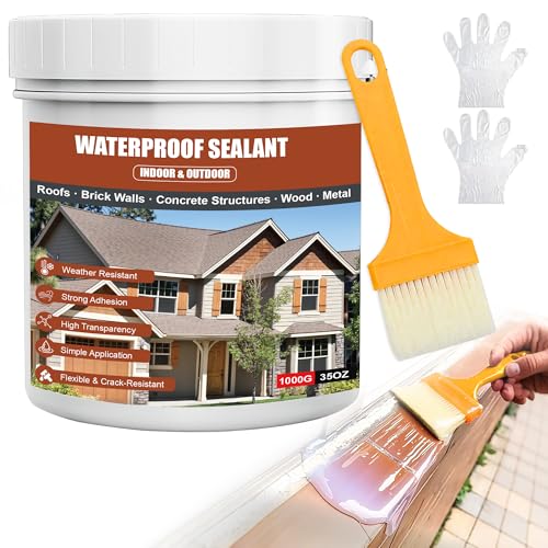 Transparent Waterproof Sealant 17oz - Invisible Protective Coating for Roof, Bathroom Tile & Walls, Indoor/Outdoor Waterproof Solution - size: 17OZ