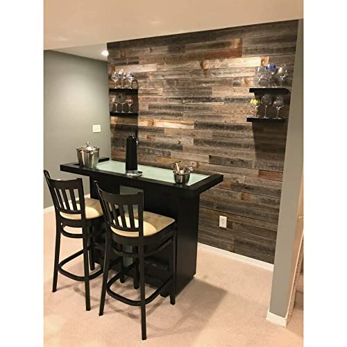 Rockin' Wood Real Wood Nail Up Application Rustic Reclaimed Naturally Weathered Barn Wood Accent Paneling Board Planks for Home Walls (8 Square feet) - size: 8 Square Feet