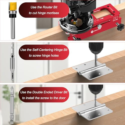 Door Hinge Jig, Door Hinge Template Kit for Router, Red One - style: Red One