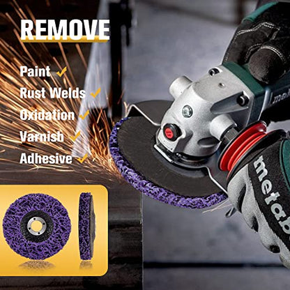 10 Pack Strip Disc Wheel for Angle Grinder Paint Rust Removal 4" x 5/8" - style: 4'' x 5/8''-Purple