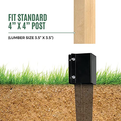 24" x4x4 Heavy Duty Fence Post Anchor Ground Spike, Black, 4-Pack,S1 - color: 4 Pack, size: 24''x4''x4'' Style A