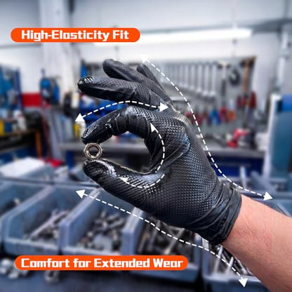ANBOSON 10 Mil Heavy Duty Mechanic Nitrile Gloves, Large Black 100 Count - color: Black-100, size: Large