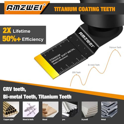 AMZWEI 100PCS Professional Multitool Blade Kits Metal, Wood Cutting