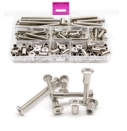 50-Pack Rivet Hex Socket Head Cap Countersunk Bolt and Barrel Nut, M6x20mm/ M6x30mm/ M6x40mm/ M6x50mm/ M6x60mm Bolt - size: M6x20mm/30mm/40mm/50mm/60mm 100pcs