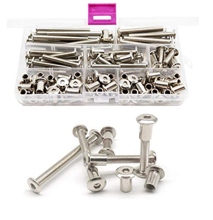 50-Pack Rivet Hex Socket Head Cap Countersunk Bolt and Barrel Nut, M6x20mm/ M6x30mm/ M6x40mm/ M6x50mm/ M6x60mm Bolt - size: M6x20mm/30mm/40mm/50mm/60mm 100pcs