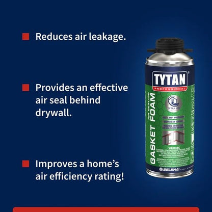 TYTAN Professional Gasket Foam Sealant – 14oz Can – Creates Airtight Seal Between Framing & Drywall – Improves Energy Efficiency (3 Can Kit) - style: 3 Can Kit