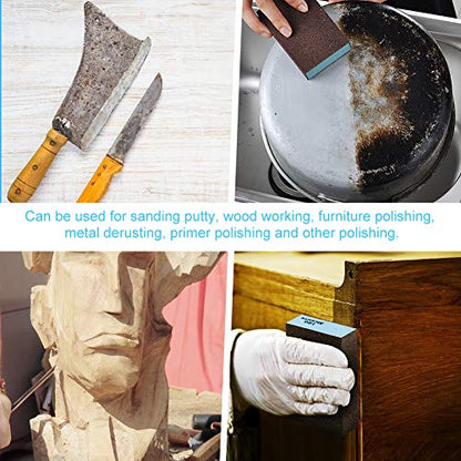 Onarway Sanding Sponges 10 Pack Wet and Dry Dual-use, Coarse and Fine Sanding Blocks - 60/80/100/120/180/220 Grits 6 Different Specifications, Washable and Reusable, Ideal for Wood Metal Polishing - size: Kit-10PCS