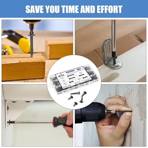 210Pcs Self Tapping Screws for Metal, 410 Stainless Steel #8, 1/2 to 1-1/4" - size: 210PCS