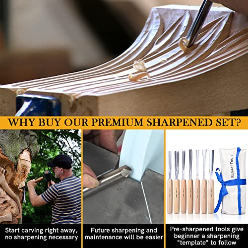 Schaaf Wood Carving Tools 7-pc Wood Chisel Set with Gouges, Hand Sharpened - color: Professionally Sharpened 7 Piece Set