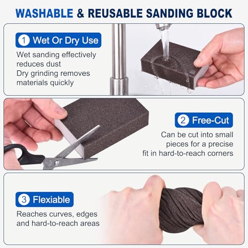 4Pcs 80Grit Sanding Sponges, Wet Dry Sanding Blocks - size: 80Grit