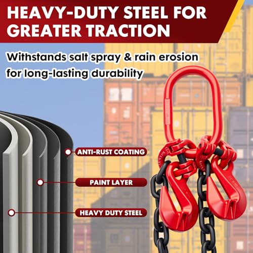 G80 Shipping Container Loading Chain 1/2" x 5', for 20ft/ 40ft