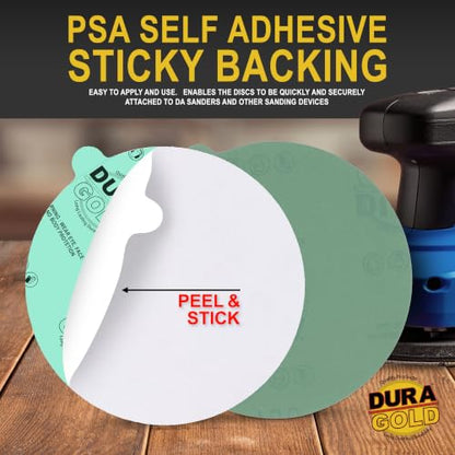 Dura-Gold Premium 5" Green Film PSA Sanding Discs - 1000 Grit (Box of 50) - size: 1000-Grit