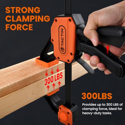TACTIX 6" Bar Clamps for Woodworking, 2-Pack 300lbs One-Handed Spreader/Clamp, Quick-Clamp Wood Clamps Set for Hand Wood Working, Carpentry, and DIY Projects - size: 6in