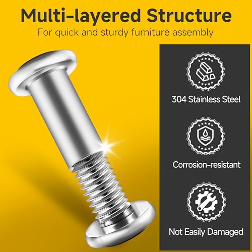 Mywish 10Sets M6 x 25mm Flat Head Hex Socket Cap Screws Bolts and Barrel Nuts Kit, 304 Stainless Steel Furniture Connector Bolts, Metric M6 Countersunk Binding Screws for Crib Cabinet with Hex Spanner - size: M6 x 25mm