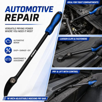 16 Inch Indexing Pry Bar, 15-Position Adjustable Cr-V Indexable Prybar Tool - size: 16 Inch