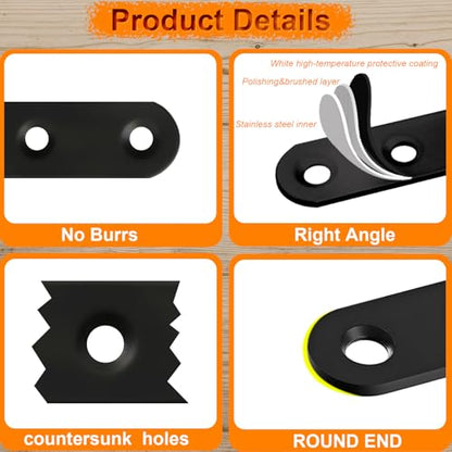 4.8" Black Flat Bracket Mending Plate Straight Brace,10 Pack - color: Black, size: 10 Pcs / 4.8 x 0.8 in