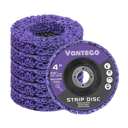 Vantego 5 Pack 4" x 5/8" Paint Stripping Disc for Angle Grinder Rust Removing Wheel Metal Grinding Quick Sanding Replacement - style: 4 in - 5 pk