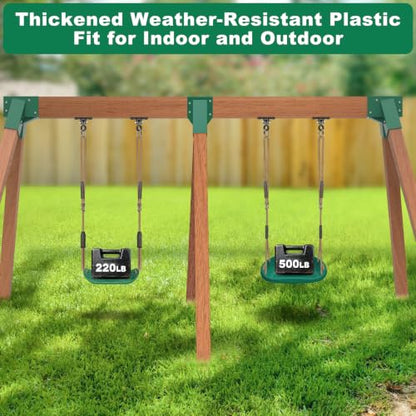 2 Pack Heavy Duty Swing Seat for Kids Adults Green Anti Slip Wider Seat - color: Green Wider Seat & U-shape Swing Seats