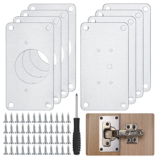 8 Pcs Cabinet Hinges Repair Plates, Cabinet Doors Hinge Repair Kit