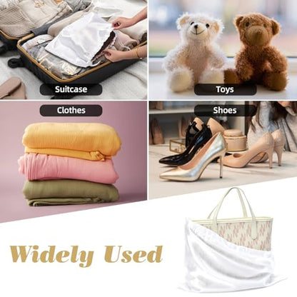 3Pack Drawstring Dust Bags for Handbags Silk Purses - color: White, size: 23.6×19.6 in