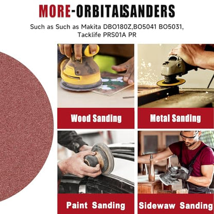 100PCS 6 Inch Sanding Discs 40 Grit Sandpaper for Orbital Sander - style: No Hole-Red