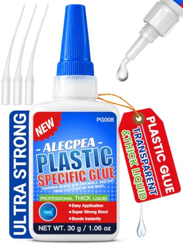 ALECPEA Super Glue for Plastic 30g, Thick Plastic Adhesive with 3 Droppers - color: Plastic Glue
