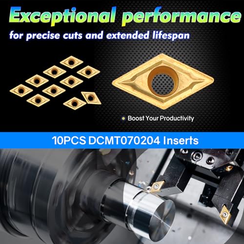 Indexable Lathe Turning Tool 1/2" 12mm Shank 14PCS Kit-4PCS Metal Lathe Tools Holder 10PCS DCMT21.51 Carbide Insert for Grooving Turning Boring SDNCN12120H07/SDJCR1212H07/S12M-SDUCR07/SDJCL1212H07 - style: 4pcs 1/2'' 12mm 07Shanks+10pcs Inserts