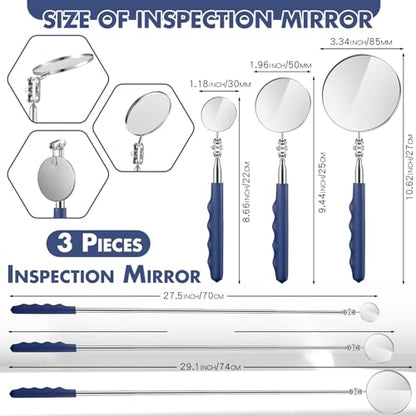 Copkim 3 Pcs Telescoping Inspection Mirror Extendable Long Handle,Blue - color: Blue