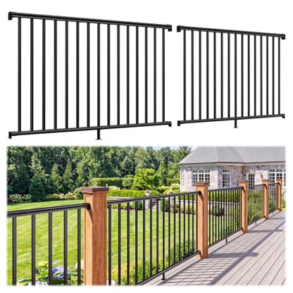 Egadis 2 Pack 42 in x 6 ft Aluminum Porch and Deck Railing Kit Without Post - color: Level 6ft - 2 Panel