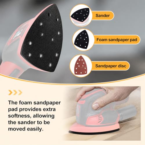 Gosknor 5Pcs 11-Hole Foam Sander Pads for Mouse/Triangle Detail Sanders