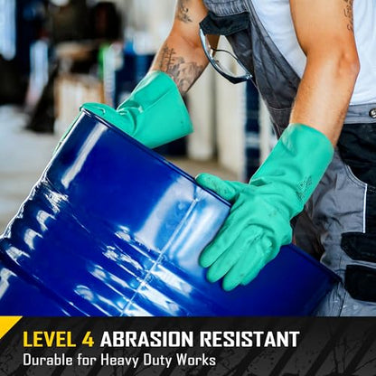 COOLJOB 18 Mil Chemical Resistant Nitrile Gloves 13" Long, Resist Household Acid, Alkali, Solvent and Oil, Latex Rubber Free - size: Medium, style: Pack of 3