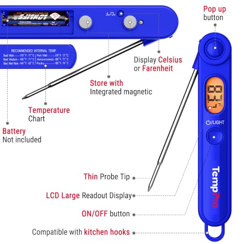 TempPro TempSwift Digital Meat Thermometer for Cooking - color: Blue