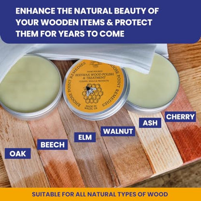 Premium Food-Safe Beeswax Wood Polish & Furniture Wax – Hand Poured Wood Conditioner | Eco-Friendly & Non-Toxic | Protects & Restores All Wood: Furniture, Toys, Cutting Boards, Ornaments (1 Fl Oz) - size: 1.0 fl oz - Starter Tin