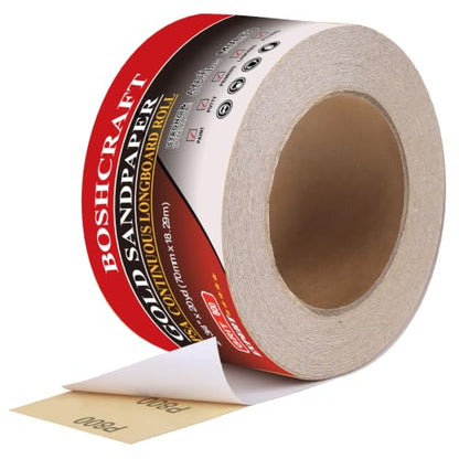 BOSHCRAFT 800 Grit PSA Longboard Sandpaper, 2-3/4" x 20 Yds Self-Adhesive Sand Paper for Woodworking & Automotive Air File Sander - size: 800 grit