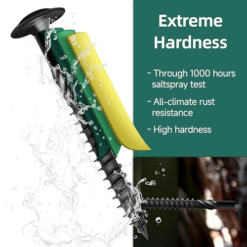 Lag Screws 3 Inch, #14 x 3 Wood Screws, 50-Pack Heavy Duty Self Drilling Structural Screw, Washer Head, Black Coated, T30 Star Drive (with Bit), for Exterior Wood and Timber Fastening - size: #14 x 3"